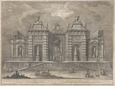 The Seconda Macchina for the Chinea of 1774: A Villa with Ancient Monuments and a..., 1774. Creator: Giuseppe Vasi