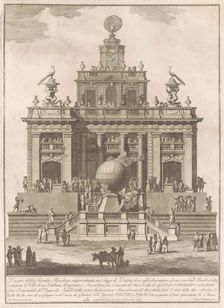 The Seconda Macchina for the Chinea of 1785: A Pleasure Palace with an Air Balloon, 1785. Creator: Francesco Barbazza