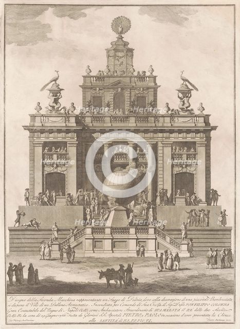The Seconda Macchina for the Chinea of 1785: A Pleasure Palace with an Air Balloon, 1785. Creator: Francesco Barbazza.