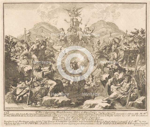 The Seconda Macchina for the Chinea of 1738: The Triumph of Bacchus and Ceres, 1738. Creator: M Sorello.