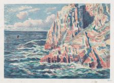 The Sea at Camaret, The Red Rocks, 1895. Creator: Maximilien Luce (French, 1858-1941)