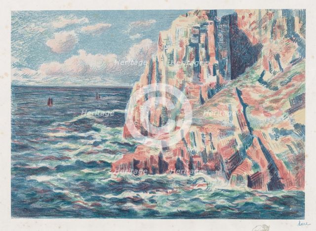 The Sea at Camaret, The Red Rocks, 1895. Creator: Maximilien Luce (French, 1858-1941).