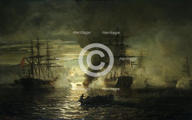 The Sea battle at the Algoa Bay in 1799, 1863. Creator: Johan Jacob Bennetter.