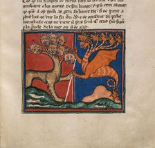 The Sea Beast and the Earth Beast. Miniature from: Apocalypse de saint Jean, ca 1320. Creator: Anonymous