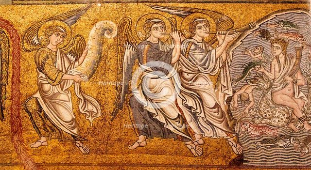The sea gave up its dead (The Last Judgement, Detail), 12th century. Artist: Anonymous  