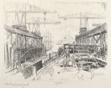 The Sea Lord's Yard, c. 1912. Creator: Joseph Pennell