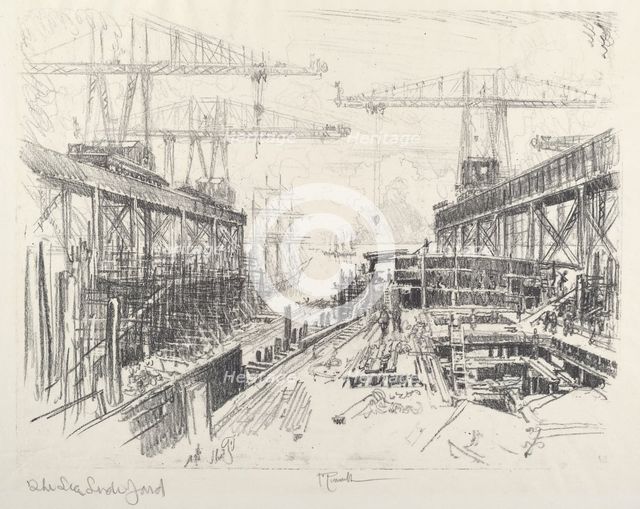 The Sea Lord's Yard, c. 1912. Creator: Joseph Pennell.
