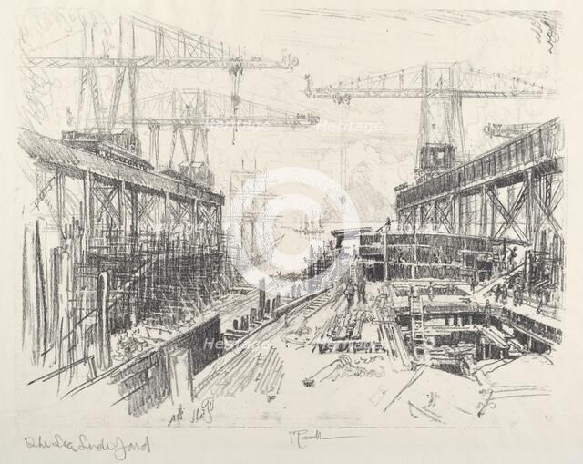 The Sea Lord's Yard, c. 1912. Creator: Joseph Pennell.