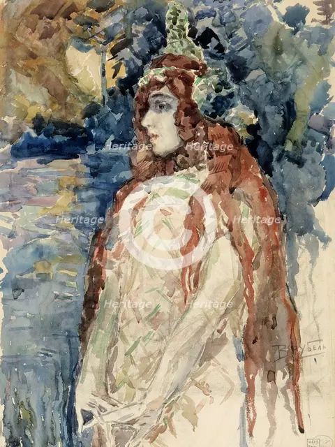 The Sea Princess (Nadezhda Zabela-Vrubel) in Rimsky-Korsakov's opera Sadko), sketch, 1897. Creator: Mikhail Vrubel.