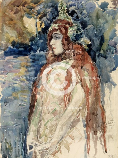 The Sea Princess (Nadezhda Zabela-Vrubel) in Rimsky-Korsakov's opera Sadko), sketch, 1897. Creator: Mikhail Vrubel.
