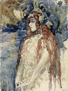The Sea Princess (Nadezhda Zabela-Vrubel) in Rimsky-Korsakov's opera Sadko), sketch, 1897. Creator: Mikhail Vrubel