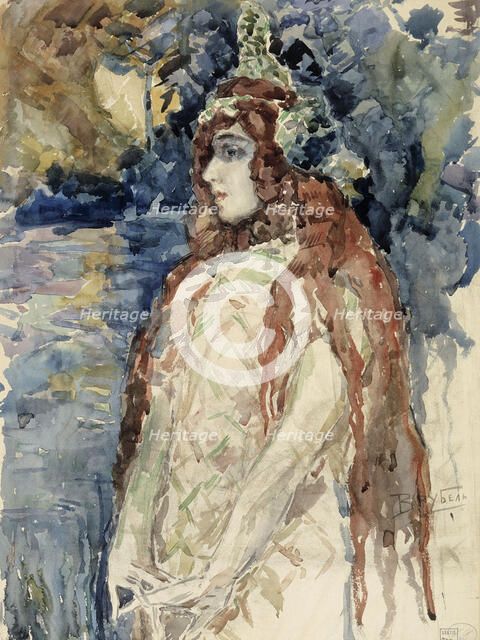 The Sea Princess (Nadezhda Zabela-Vrubel) in Rimsky-Korsakov's opera Sadko), sketch, 1897. Creator: Mikhail Vrubel.