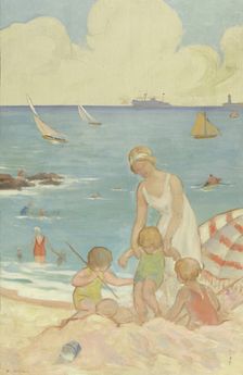 The sea: sketch for the playground of the girls school in rue Dupleix..., c.1933. Creator: Henri Nozais