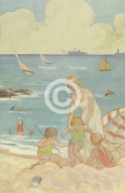 The sea: sketch for the playground of the girls' school in rue Dupleix..., c.1933.  Creator: Henri Nozais.