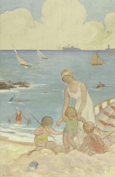 The sea: sketch for the playground of the girls school in rue Dupleix..., c.1933. Creator: Henri Nozais