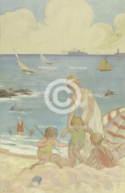 The sea: sketch for the playground of the girls' school in rue Dupleix..., c.1933.  Creator: Henri Nozais.