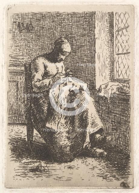 The Seamstress, 1853. Creator: Jean Francois Millet.