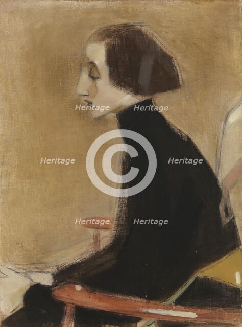 The Seamstress, Half-Length Portrait (The Working Woman), 1927. Creator: Helene Schjerfbeck.