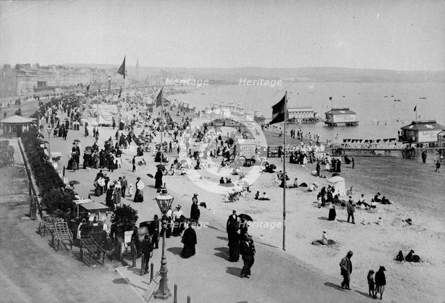 The seafront at Weymouth, Dorset, 1890s. Artist: Unknown