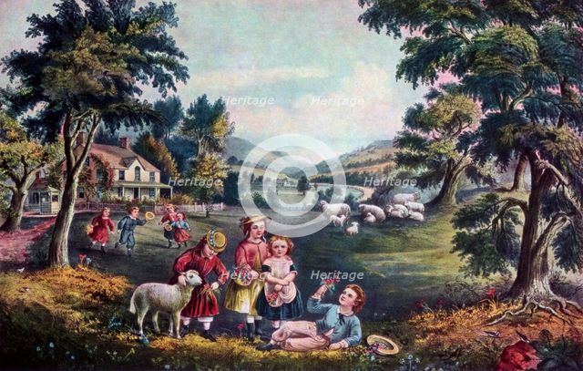'The Season of Joy, Childhood', 1868.Artist: Currier and Ives