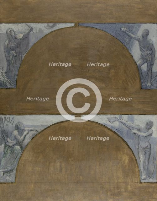 The seasons, sketch for the Hôtel de Ville in Paris, between 1889 and 1892.  Creator: Pierre Puvis de Chavannes.