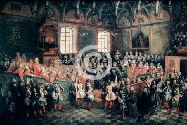 'The Seat of Justice in the Parlement of Paris', 1723. Artist: Nicolas Lancret