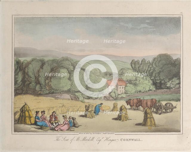 The Seat of M. Mitchell Esq. Hengar, Cornwall, from "Sketches from Nature", 1822., 1822. Creators: Thomas Rowlandson, Joseph Constantine Stadler.