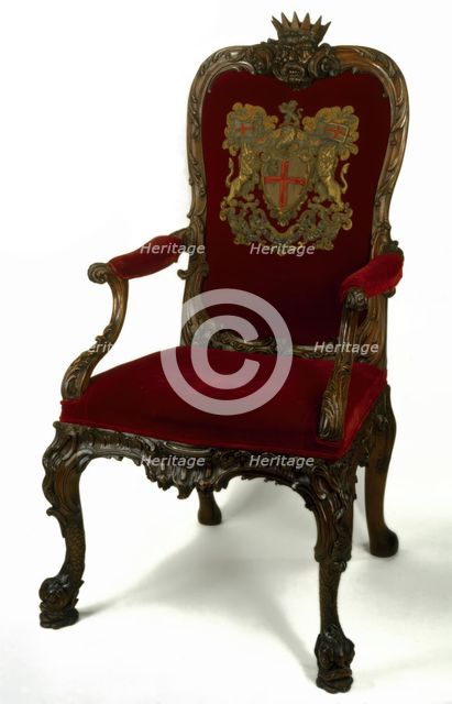 The seat of the chairman of the court of directors of the East India Company..., c1730. Creator: Unknown.
