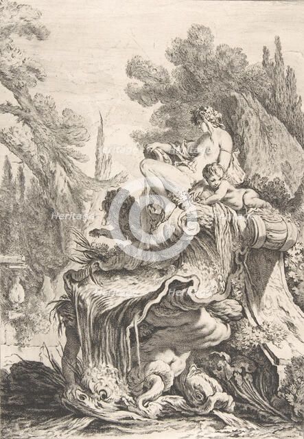 The Seated Nymph (Une fontaine avec une naïade assise sur une conque), ca. 1740. Creator: Jean-Baptiste-Marie Pierre.