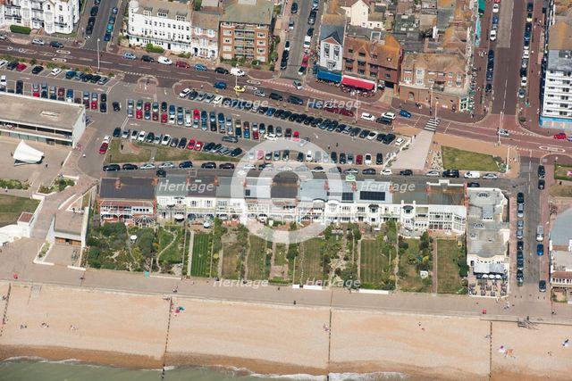 The seaward side of Marina Court Avenue, bungalows built in a Moghul style, Bexhill, E Sussex, 2016. Creator: Damian Grady.