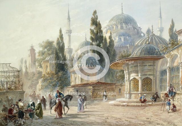 The Sehzade Mosque in Constantinople. Artist: Flandin, Eugène-Napoleon (1803-1876)