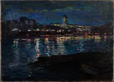 The Seine at night, c. 1905. Creator: Tarkhov, Nikolai Alexandrovich (1871-1930)