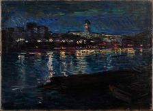 The Seine at night, c. 1905. Creator: Tarkhov, Nikolai Alexandrovich (1871-1930)