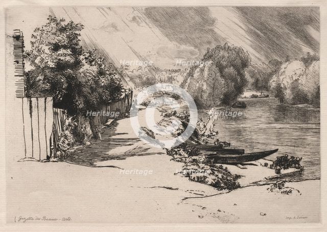 The Seine at Bas-Meudon with the Seguin and Mottiaux Islands, 1868. Creator: Félix Bracquemond (French, 1833-1914).