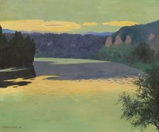 The Seine at Les Andelys, in the evening, 1924. Creator: Vallotton, Felix Edouard (1865-1925)