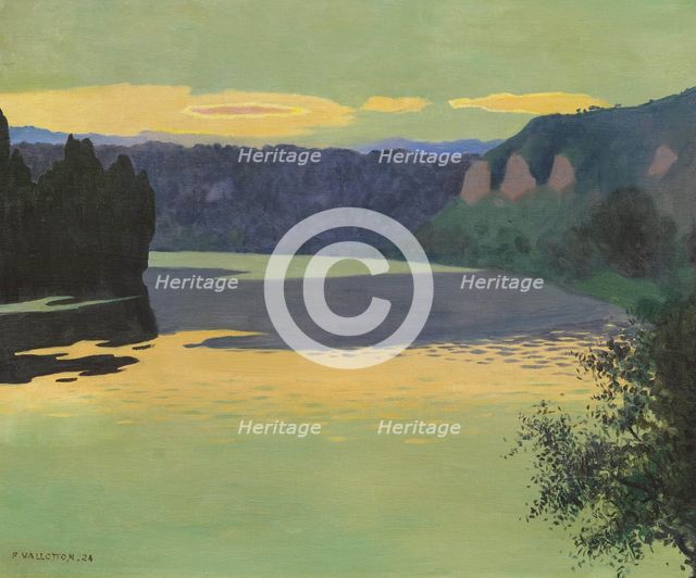 The Seine at Les Andelys, in the evening, 1924. Creator: Vallotton, Felix Edouard (1865-1925).