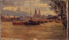 The Seine at Pont des Invalides (floods of 1910), 1910. Creator: Germain Eugene Bonneton