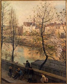 The Seine, at Quai Bourbon, 4th arrondissement, 1887. Creator: Jean Baptiste Jules Trayer