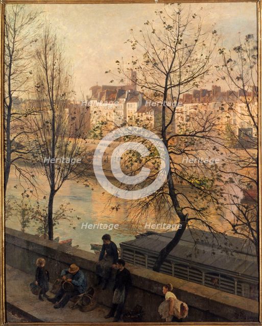 The Seine, at Quai Bourbon, 4th arrondissement, 1887. Creator: Jean Baptiste Jules Trayer.