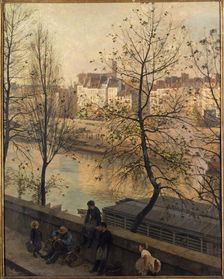 The Seine, at Quai Bourbon, 4th arrondissement, 1887. Creator: Jean Baptiste Jules Trayer