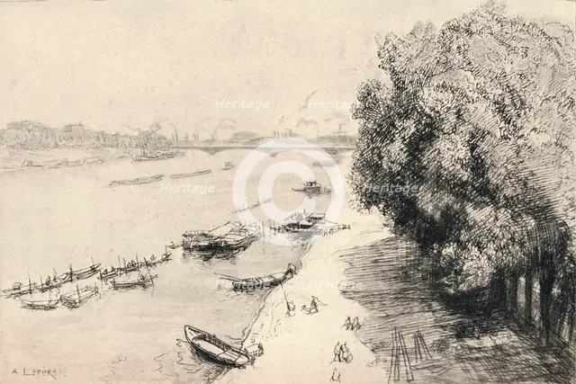 'The Seine at the Pont National', 1915. Artist: Auguste Lepere.