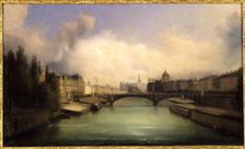 The Seine and Ile de la Cite, seen from Pont Royal, 1855. Creator: Francois-Edme Ricois