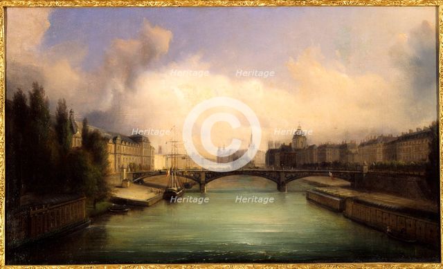 The Seine and Ile de la Cite, seen from Pont Royal, 1855. Creator: Francois-Edme Ricois.