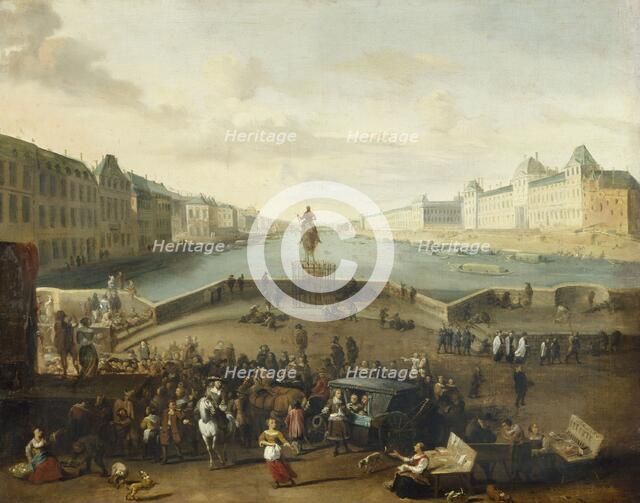 The Seine seen from the Pont-Neuf, around 1665, current 1st arrondissement. Statue..., c1665-1669. Creator: Hendrik Mommers.