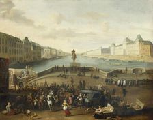 The Seine seen from the Pont-Neuf, around 1665, current 1st arrondissement. Statue..., c1665-1669. Creator: Hendrik Mommers