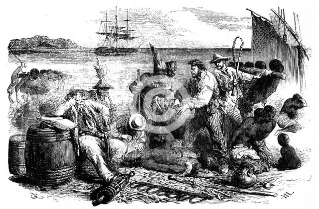 The selling and branding of slaves before being put aboard a ship, 1965. Artist: Unknown