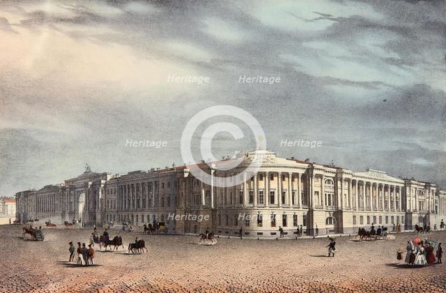 The Senate and Synod Buildings in Saint Petersburg, 1830s. Artist: Anonymous  