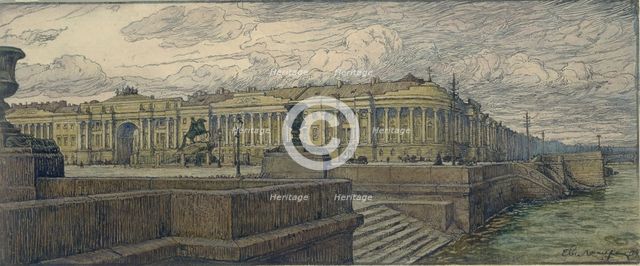 The Senate Square in St. Petersburg, 1904. Artist: Lanceray (Lansere), Evgeny Evgenyevich (1875-1946)