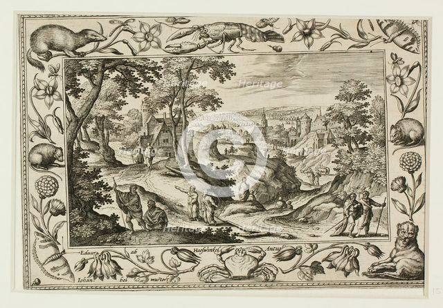 The Sending Out of the Apostles, from Landscapes with Old and New Testament Scenes and..., 1584. Creator: Adriaen Collaert.