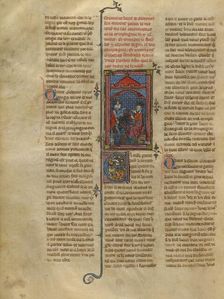 The Seneschal Keu and a Knight before King Mark, about 1320-1340. Creator: Unknown